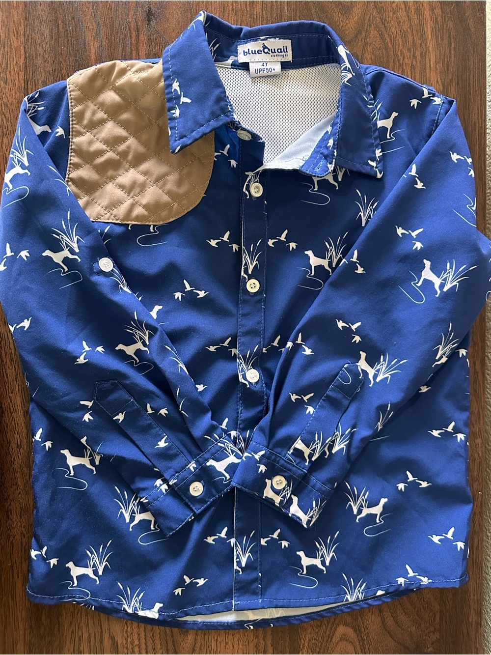 4T Blue Quail Hunting Printed Button-Up Shirt